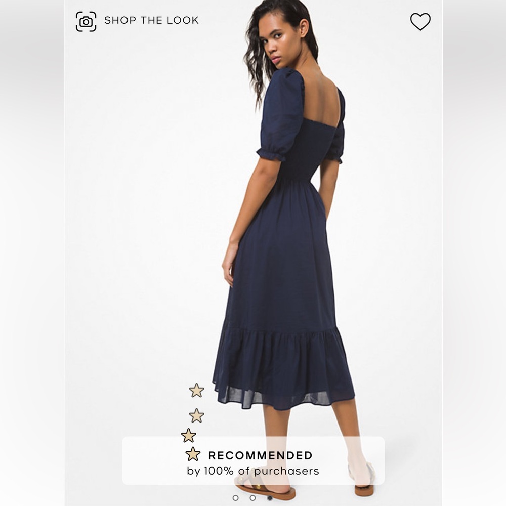 Smocked Cotton Lawn puff-sleeved Dress